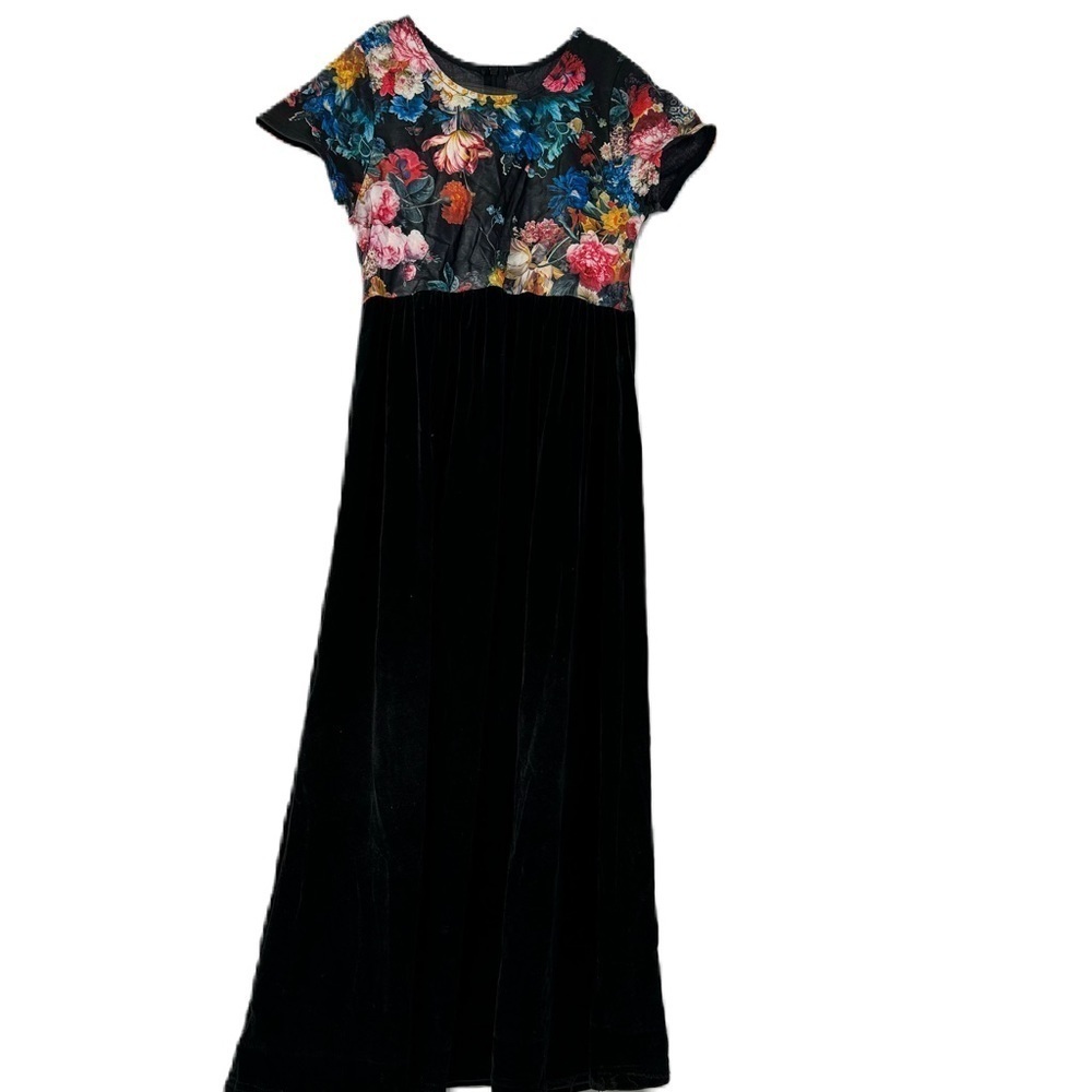 Monalili girls 6 short sleeve floral velour dress fancy holiday party fun outfit